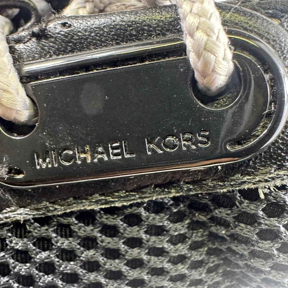 Michael Kors Allie Trainer Sneakers Black Silver Metallic Mesh Low Top Shoes‎ 7